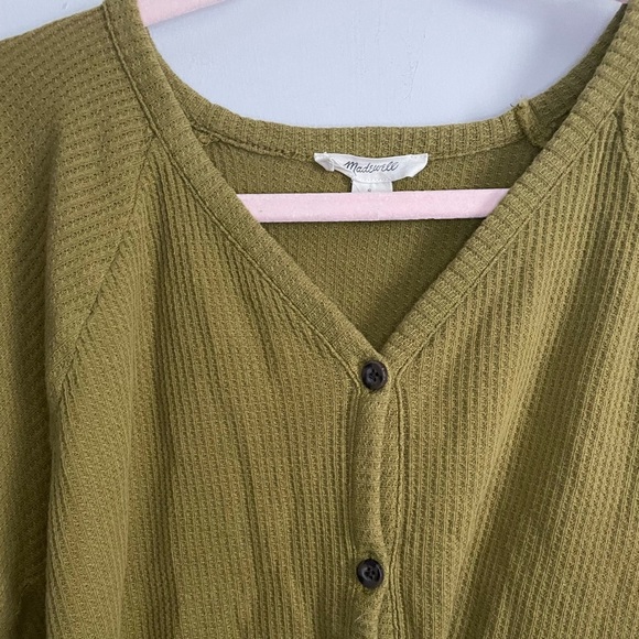 Madewell Oversized Light Button Up Top in Olive - Picture 3 of 8